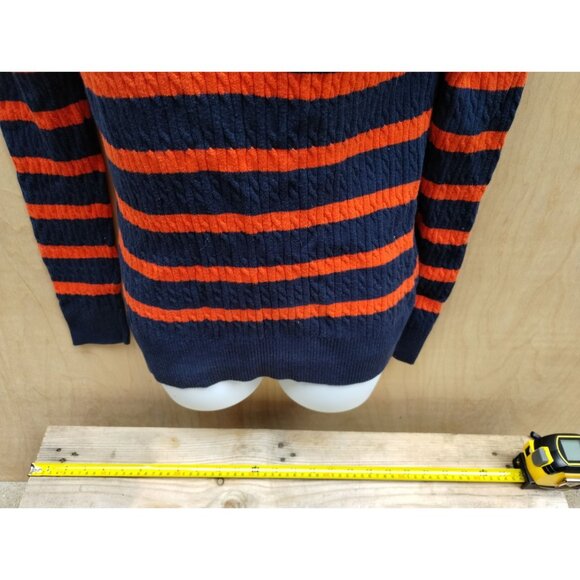 Nautica Womens Striped Sweater Navy & Orange V-Neck 100% Cotton Size M - Picture 9 of 9